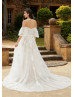 Sweetheart Neck Ivory Lace Tulle Wedding Dress With Detachable Straps